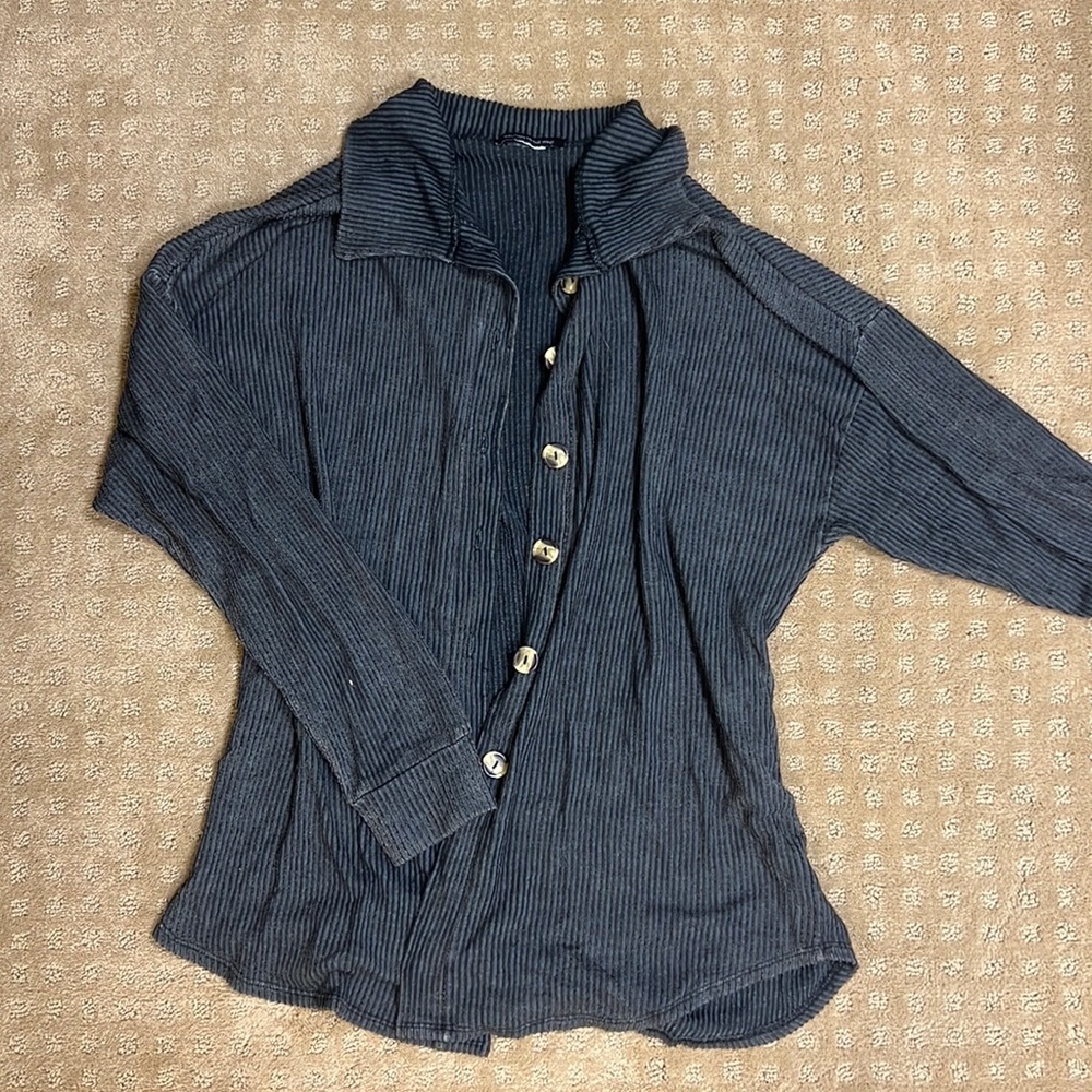 Ribbed flannel button up